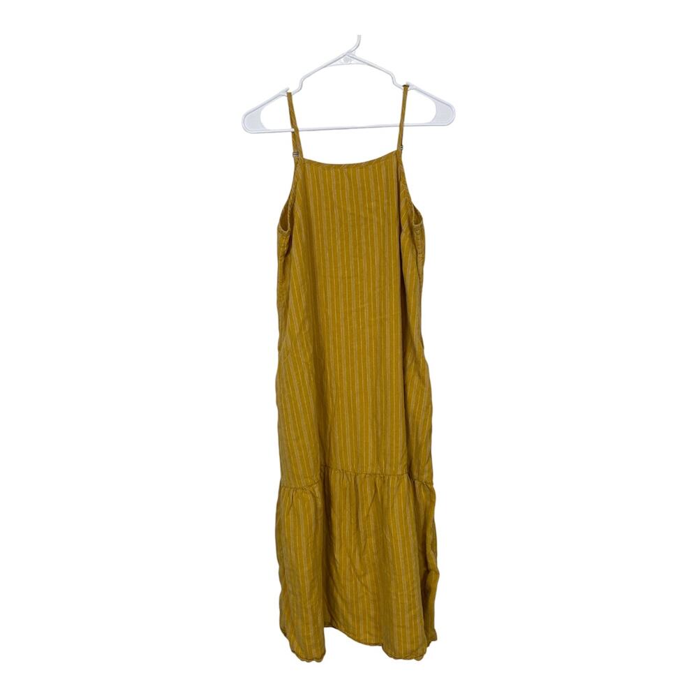 Patagonia Garden Island Tiered Dress Midi Cotton Hemp Pockets Mustard size M
